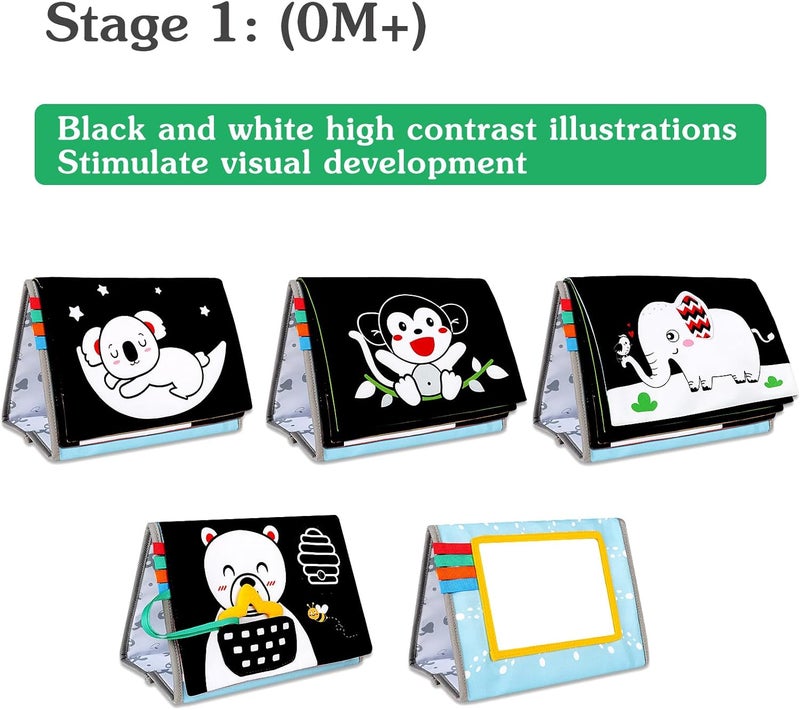 Aboosam Store Tummy Time Mirror Baby Toys - Black and White High Contrast Baby Visual Stimulating Mirror Toys for Newborn - Montessori Infant Sensory Crinkle Toy for Babies Gifts 0 3 6 9 Months - Image 3